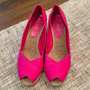 Ralph Lauren fuschia silk shantung espadrilles, size 9.5